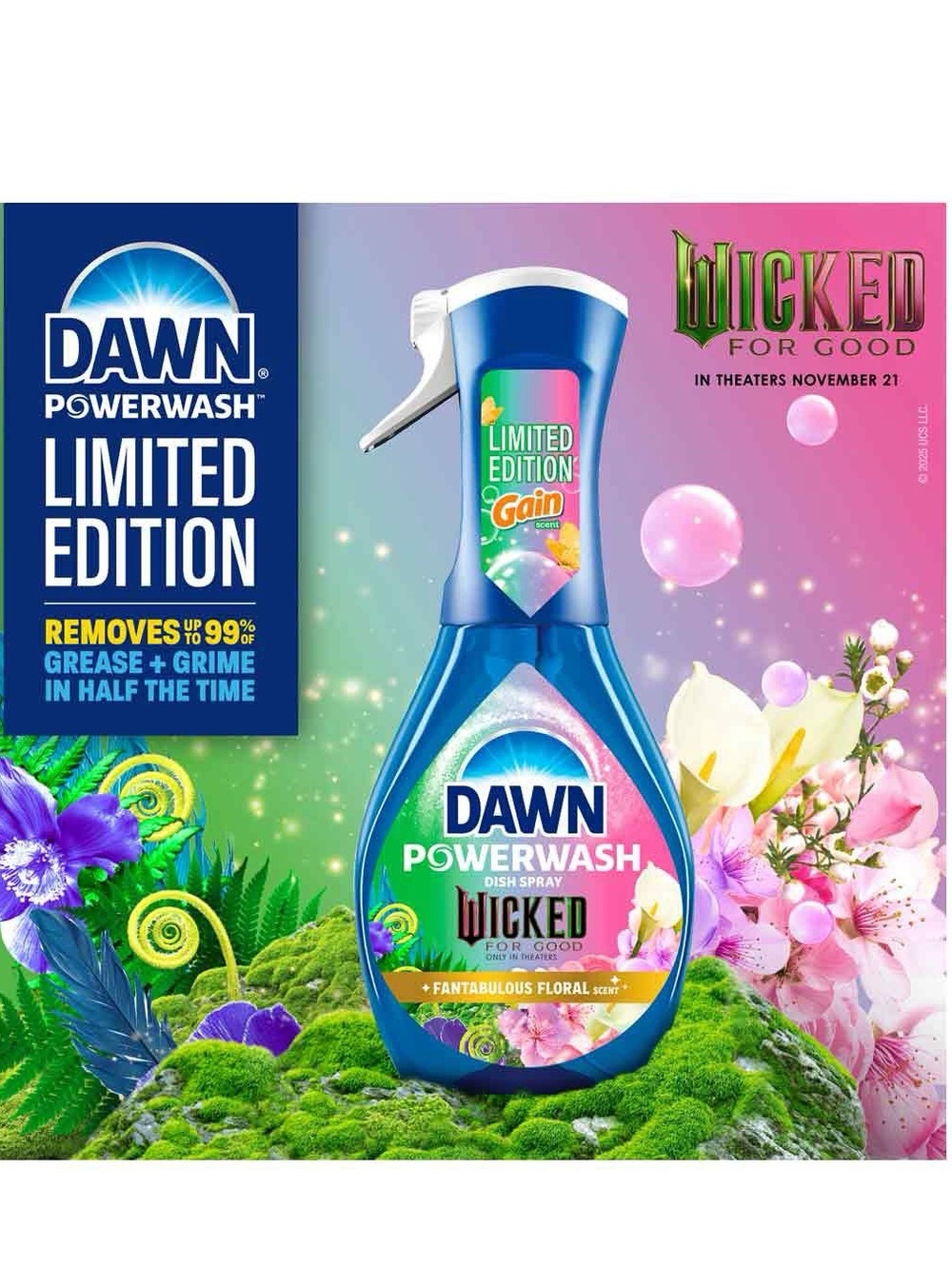 Dawn Powerwash Wicked Limited Edition Dish Spray Fantabulous Floral Gain 16 oz